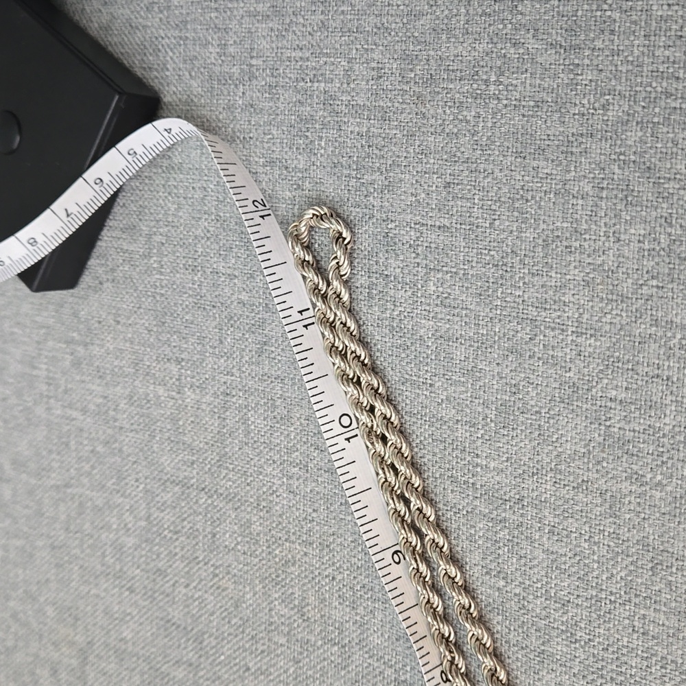 Solid Silver Twisted Style Vintage Chain Necklace… - image 4